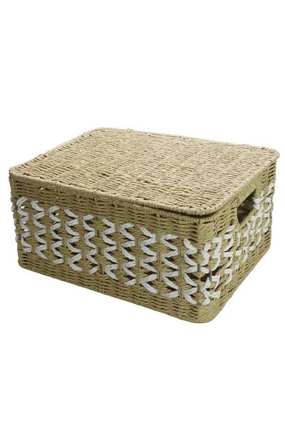 T.Concept Rectangular Basket - Decorative, Durable and Wicker Lid, Multi-Purpose, Large Size (L)