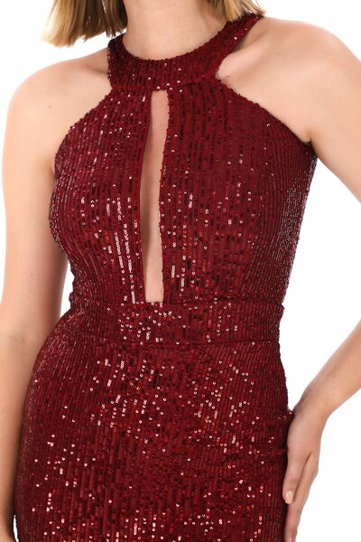 Genel Markalar HALTER YAKA PUL PAYET MİNİ ELBİSE