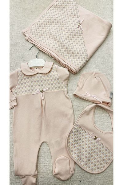 Babydola طقم خروج من المستشفى العضوي مكون من 4 قطع للأطفال البنات والأولاد