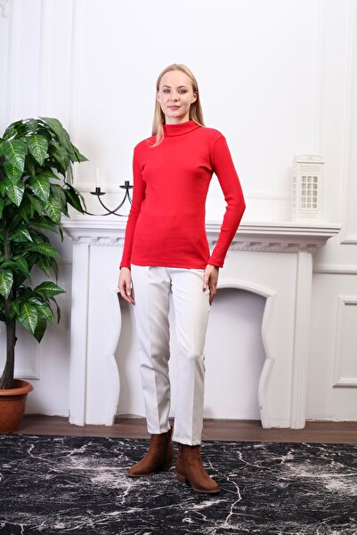 CATSPY Pulover de damă cu gât roșu