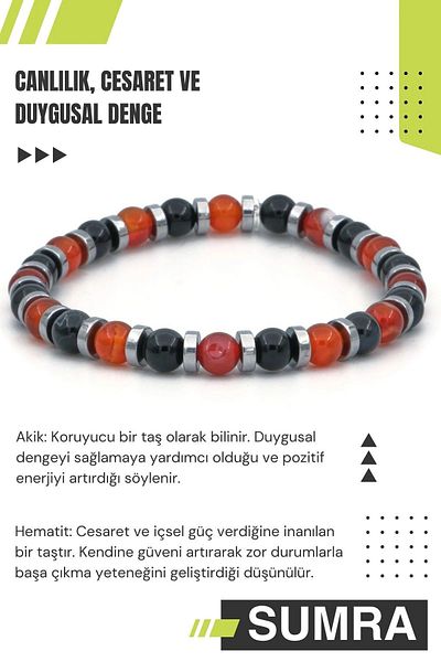 SUMRA Natural Agate and Hematite Stone Bracelet - Sm-B-0077