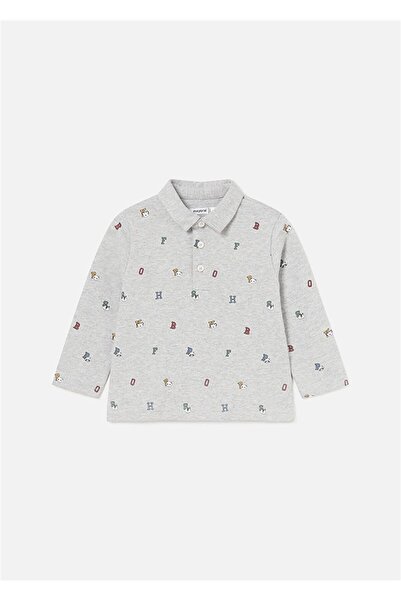 MAYORAL Baby Boy Gray Polo Collar Long Sleeve T-Shirt 2182