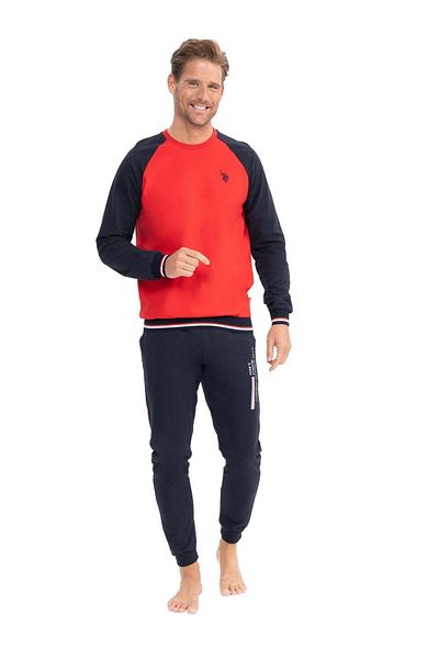 U.S. Polo Assn. Us Polo Assn. Men's Tracksuit Pajamas Set - Long Sleeve, Round Neck, Two Thread S25812