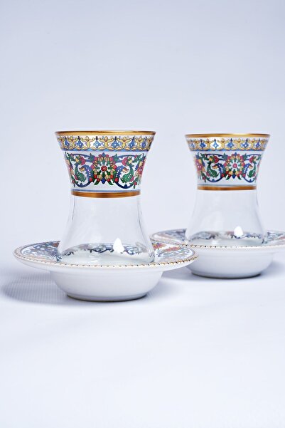 Acet home Riyadh Işlemeli 12 Parça 6 Kişilik Çay Bardağı Takımı