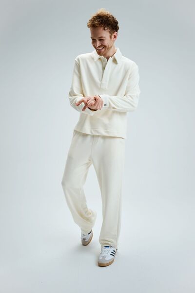 gothamvibes Erkek Timeless Polo Yaka Krem Sweatshirt
