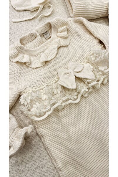 Nipperland Lace Detailed Cotton Knitwear Set for Baby Girl