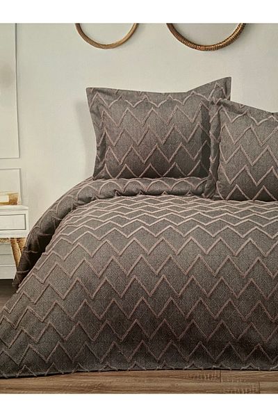 YGT Home Luisa Jacquard Double Bedspread Set - Brown |   Scandinavian Pike