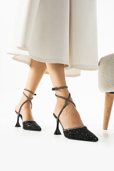 DUXAL SHOES Hector Glass Crumbs - Pantofi cu toc înfășurat la gleznă