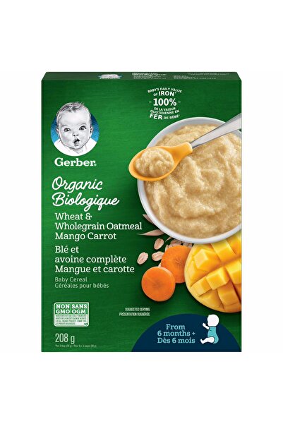 GERBER Organic- Wheat& Whole Oat Mango Carrot- Buğday, Tam Yulaf, Havuç ve Ma...