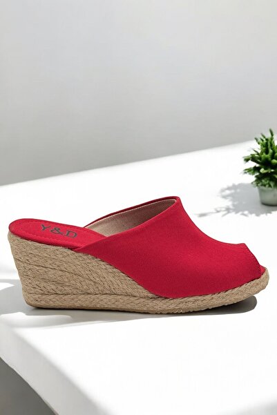 Y&D Shoes Women's Espadrille Slippers – Linen Fabric, Wedge Heel, Summer