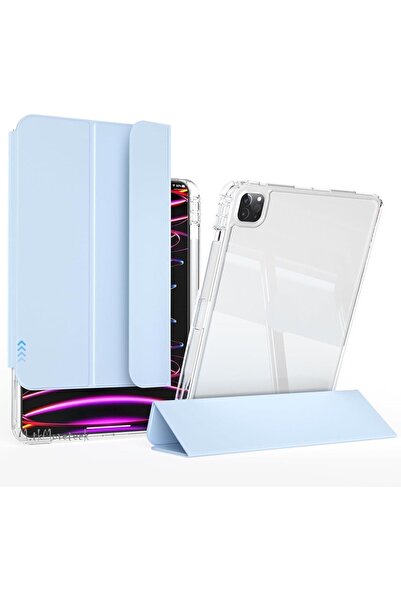 m.tk moveteck İpad Pro 11inç M4 2024 Uyumlu Kılıf Magnetik Pen Charge Kalem Bölmeli Ayrılabilen Akıllı Uyku Modlu