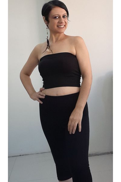 Mertcan Butik Strapless Black Crop Viscose Tank Top