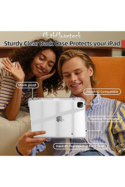 m.tk moveteck İpad Pro 11inç M4 2024 Uyumlu Kılıf Magnetik Pen Charge Kalem Bölmeli Ayrılabilen Akıllı Uyku Modlu