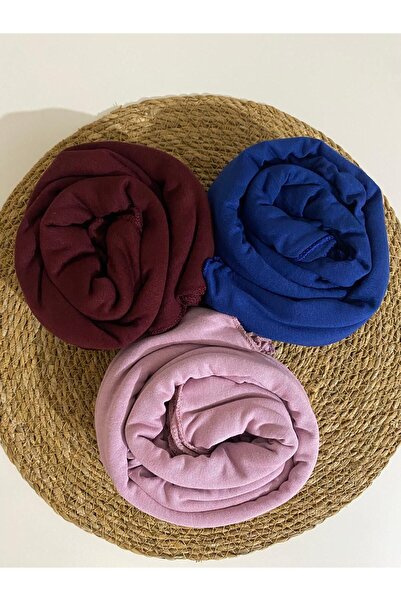 Larissa Combed Cotton Shawl Set of 3 (Bordo-Blue-Dried Rose)