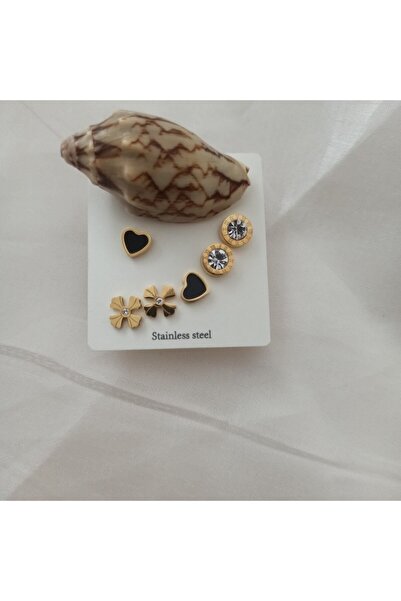 eGRAPEE أقراط بوليفارد ذهبية للسيدات مكونة من 6 قطع على شكل قلب وزهور