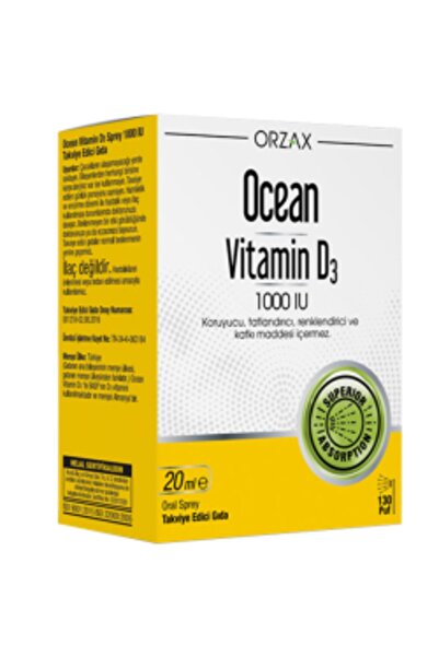 Orzax Ocean Vitamin D3 Sprey 1000 Iu 20 ml