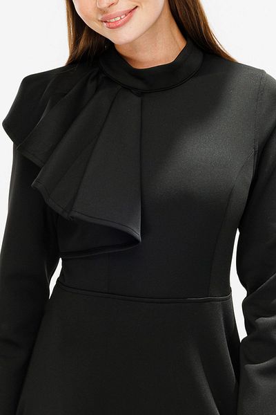Hooopstore Black Scuba Draped Dress