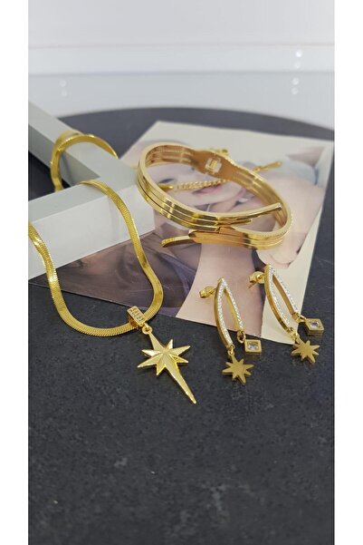 SONES Kuzey Yıldızı Tasarım Italyan Zincirli Çelik Takı Seti | Sns50026879