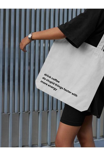 Cemira Caffe Color Design Motto Tote - Thick and Cloth Bag, Shoulder Bag
