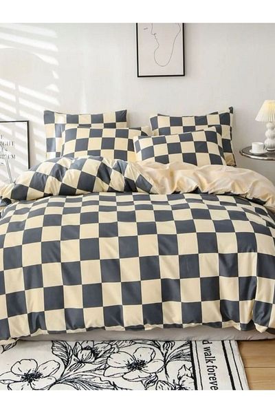 uykulife home collection Uykulife PERSONALITATE DUBLĂ cearșafuri modele de șah Seturi de lenjerie de pat
