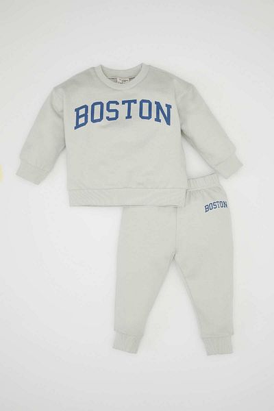 DeFacto Bedrucktes Sweatshirt- und Jogginghosen-Set für Babys – Rundhalsausschnitt D0718a524au