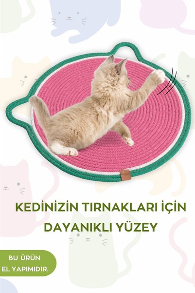 DALİSA Jüt Kedi Matı, Evcil Hayvan Mama Paspası, Dekoratif Hasır Paspas