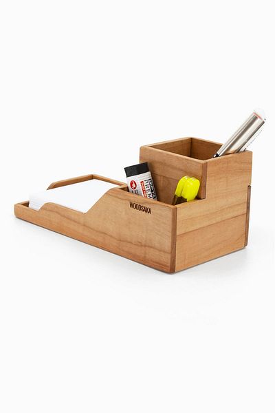 Woodsaka Prokit 6 - Multi-purpose Organizer: Pen Holder, Note, Paper Box and Paper Clip - Cherry