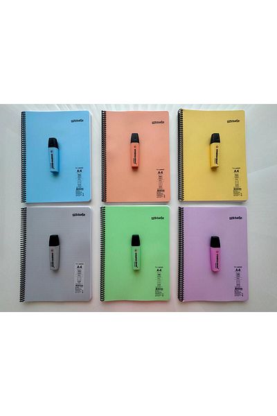 Mynote My Note 6 τμχ Παστέλ Χρώμα Φύλλο Καρό Σημειωματάριο + Σετ στυλό Stabilo Boss Highlighter