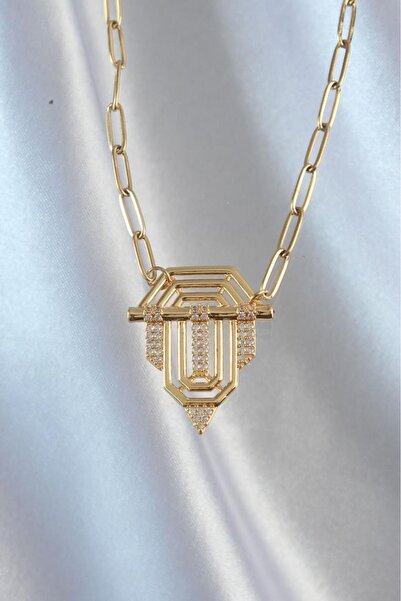 Neiçin قلادة سيريناي من الزركون الذهبي مع سلسلة فولاذية للرقبة الرقيقة