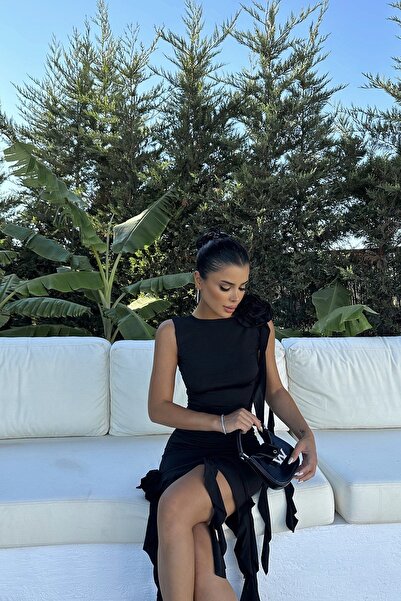 Eyyo Μίνι φόρεμα με λεπτομέρεια μαύρο βολάν ATE7936