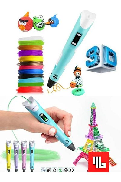 Mağazam Belli Three Dimensional Printer Pen 3D Pen Mixed 3 Colors Gift