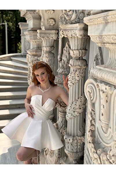 Rheme And Fons Özel Tasarım Couture El Işçiliği Beyaz Dekolteli Mini Annabel ...