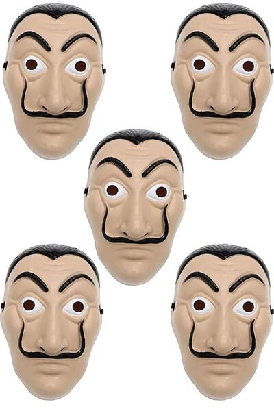 Parti dolabı Salvador Dali 5-Piece Mask Set - La Casa De Papel Halloween and Halloween Costume Party Joke25X15Cm