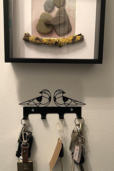 3art Metal Ikili Kuş Metal Anahtar Askılığı - Dekoratif Anahtarlık