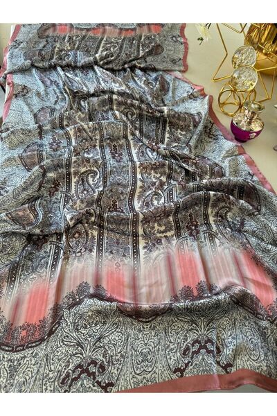 Oxygen Scarfs Новий сезон Шовковий шарф з етнічним візерунком, вишневий