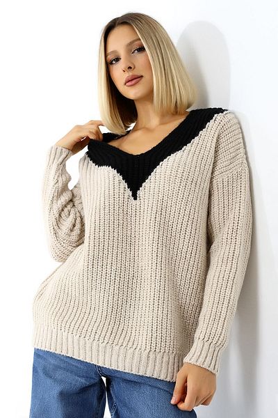 Devinka Pulover de damă oversize cu decolteu în V