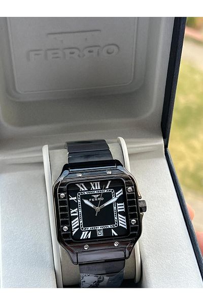 FERRO 30 Mt Water Resistant Men's Wristwatch - Steel Cord, Calendar Dial, Efm11448-Bg