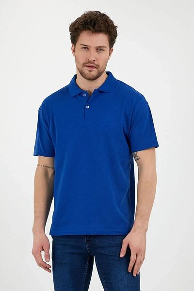 tynemode Ανδρικό μπλουζάκι Polo Neck Saks Blue - Regular Fit