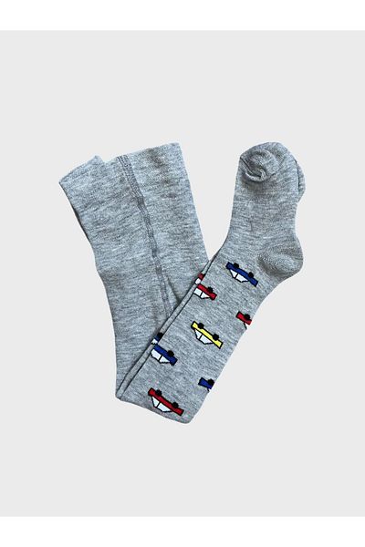 ALİŞ KİDS Boy's Gray Car Patterned Cotton Washed Pantyhose