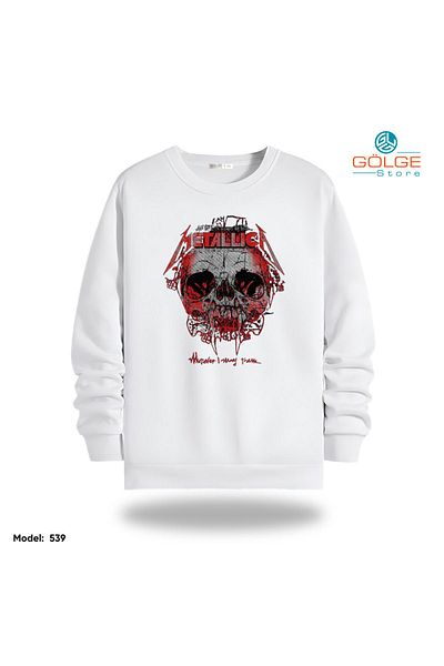 Gölge Store Φούτερ Unisex με στάμπα στήθους MeTalliCa Slimfit Crew Neck 2 κλωστών