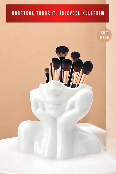 tambana Makeup brush organizer cosmetic makeup organizer white model 28