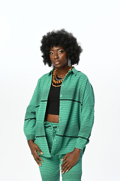Orfeo Negro Cămașă oversize cu model dungi orizontale