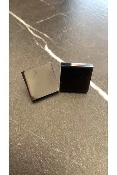 MISS GOLDEN Large Square Epoxy Earrings with Shiny Black Silver Accessories - Gift