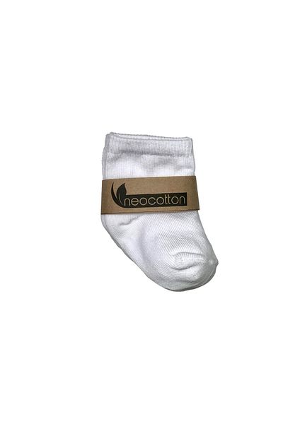 neocotton 6-Piece Plain White Cotton Stretchy Baby Socks