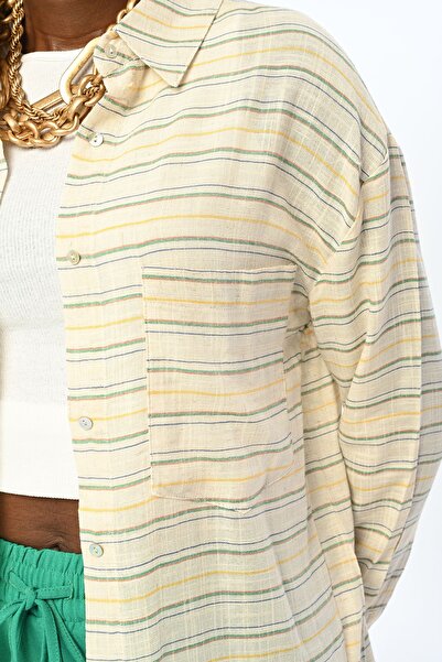 Orfeo Negro WOMEN'S SINGLE POCKET HORIZONTAL STRIPED SHIRT