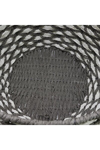 T.Concept Decorative Durable Oval Multi-Purpose Wicker Basket Grey-White Large Size (L)