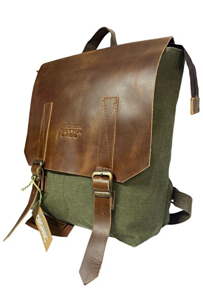 Old Cotton Vintage Kanvas Su Geçirmez Design Unisex Laptop Bölmeli Gezi Okul Seyahat Kamp Sırt Çantası 29x35cm