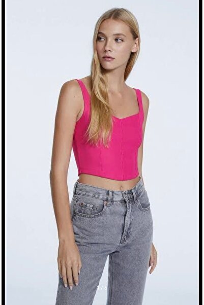 Butik Allbucks Stradivarious, Fitilli Korse Top Büstiyer Bluz Abstrd0004