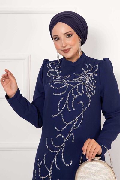 EBRUTESETTÜR Rochie de seară creponată cu design din piatră de iederă