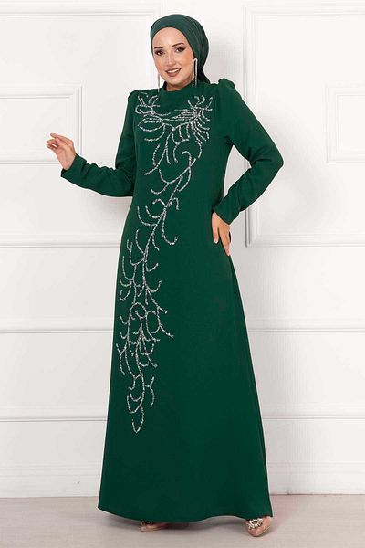 EBRUTESETTÜR Rochie de seară creponată cu design din piatră de iederă